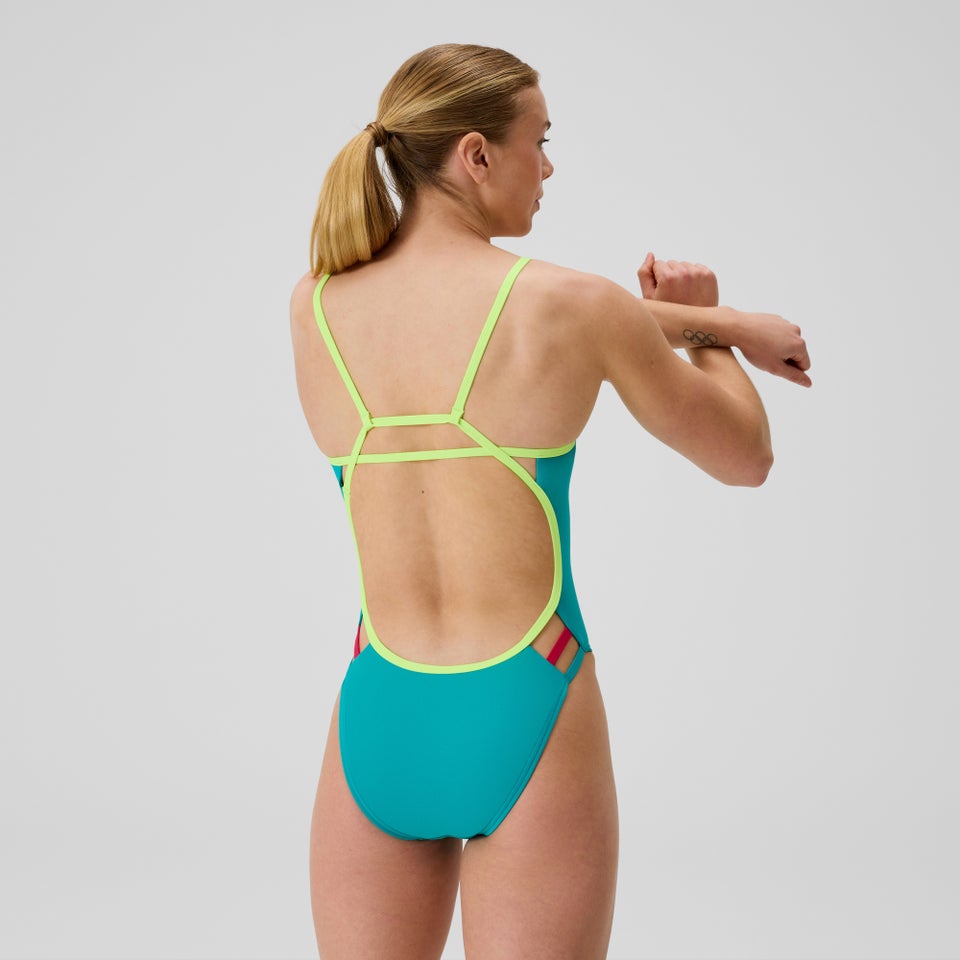 Women's Club Training Solid Tri Back One Piece Green/Yellow