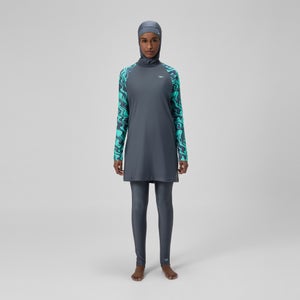 Damen dreiteiliges Schwimm-Set Grau/Grün