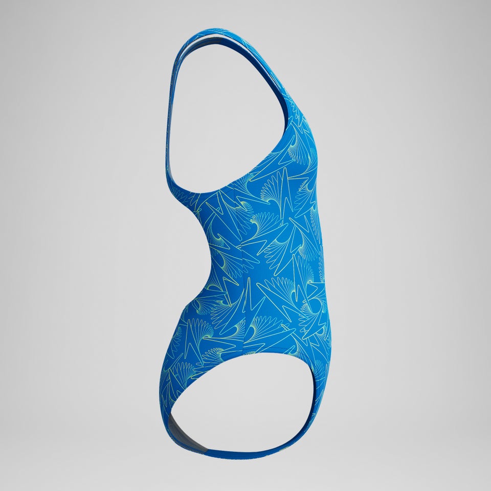 Girls Hyperboom Medalist Allover Print Swimsuit Blue