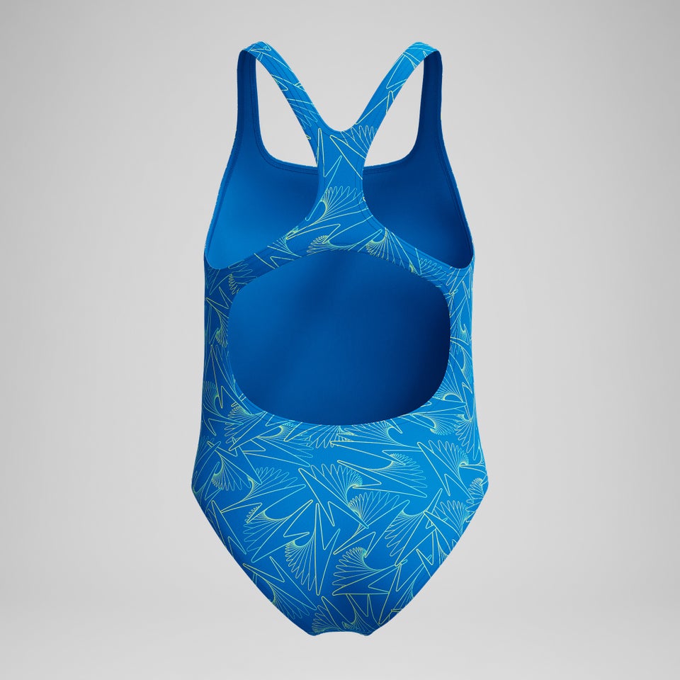 Girls Hyperboom Medalist Allover Print Swimsuit Blue