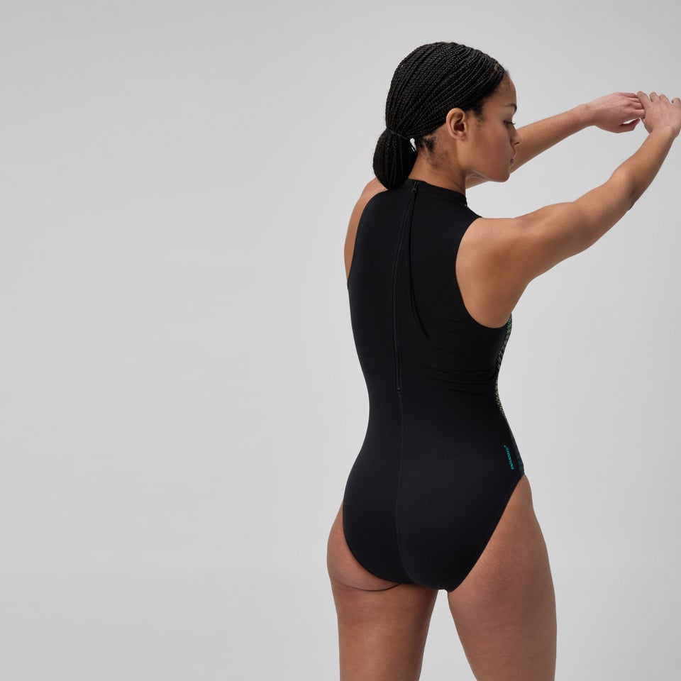 Damen Hydrasuit mit Print Schwarz/Grün