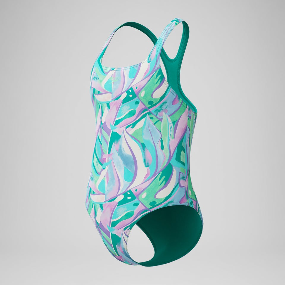 Girls Medalist Printed Swimsuit Green/Purple