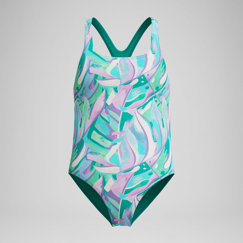 Girls Medalist Printed Swimsuit Green/Purple