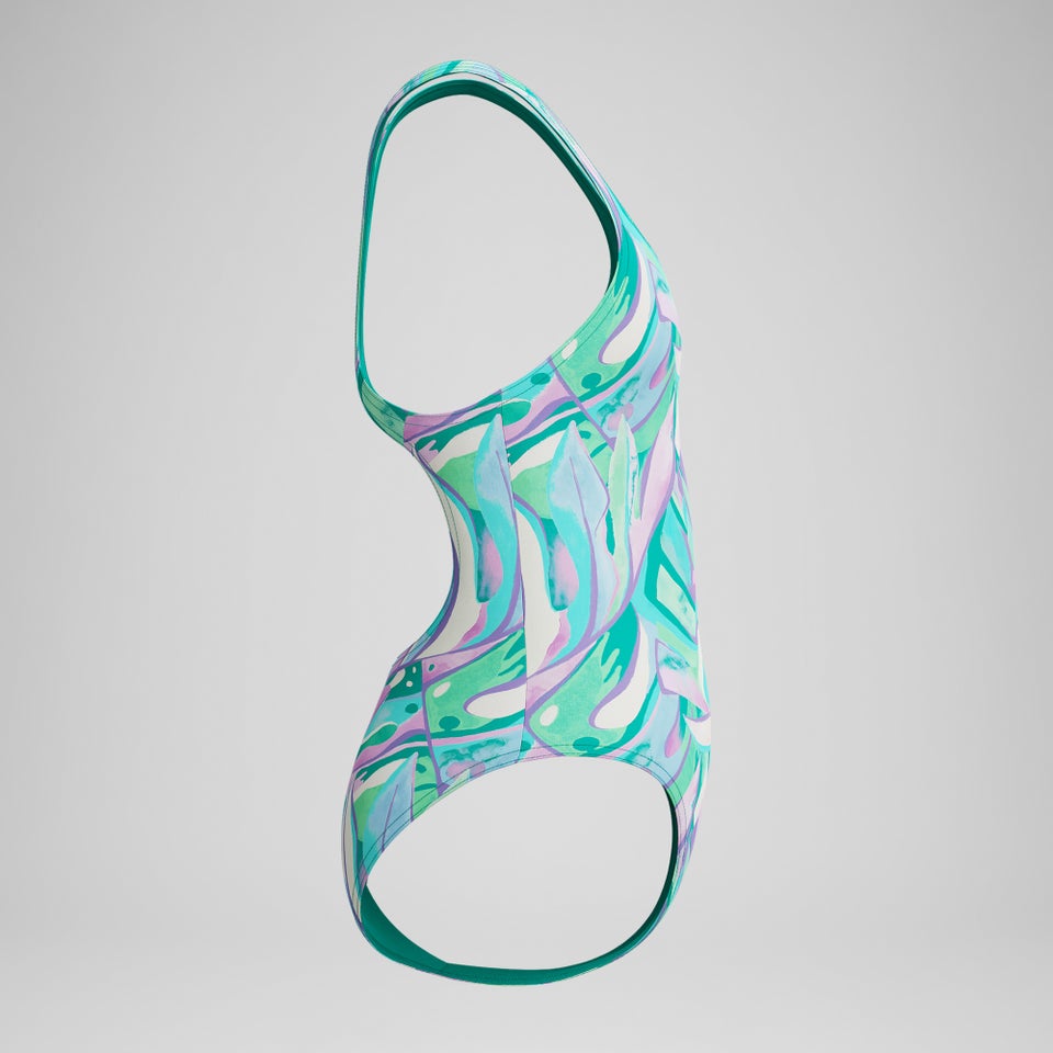 Girls Medalist Printed Swimsuit Green/Purple