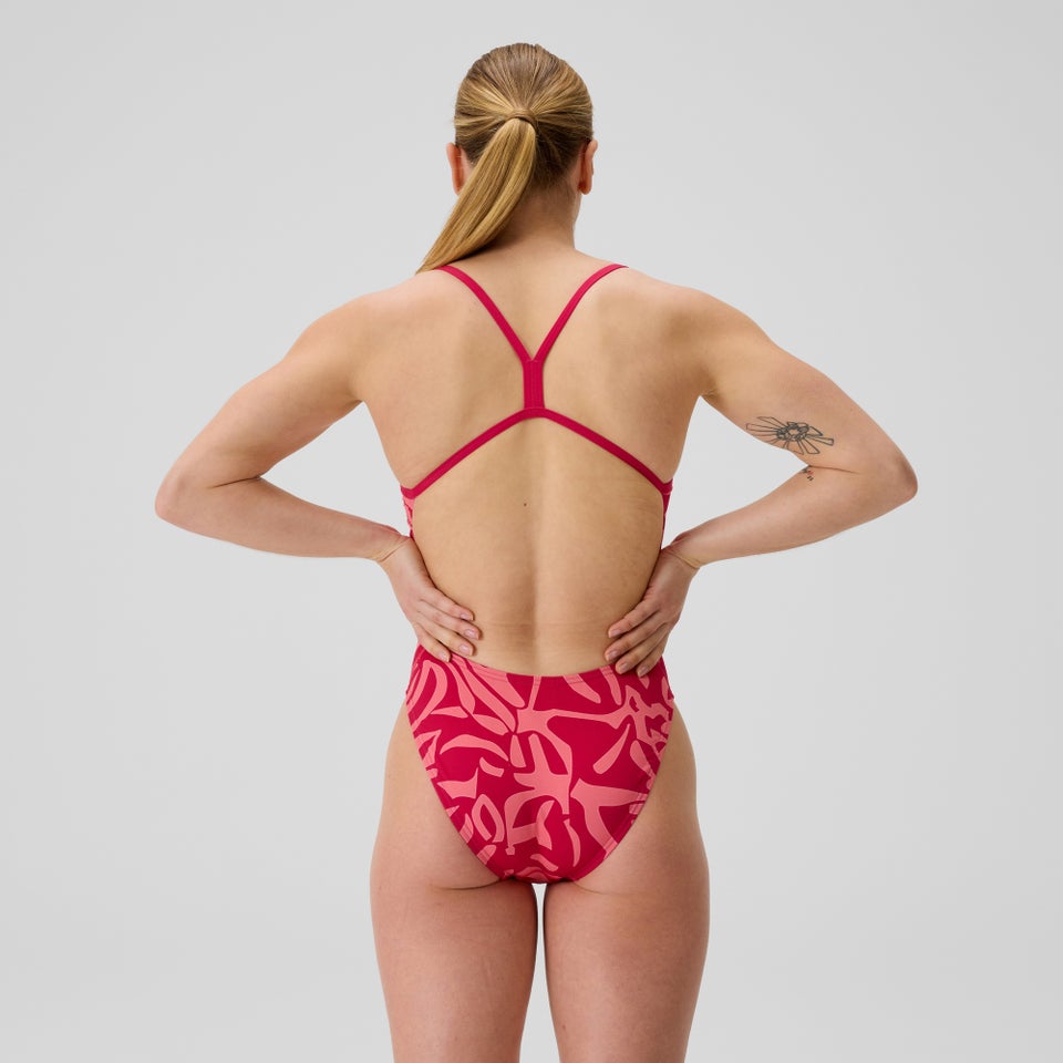 Women's Club Training Printed V-Back 2.0 One Piece Pink/Orange