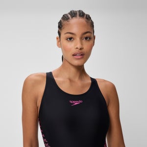 Women's Placement Muscleback Swimsuit Black/Orange