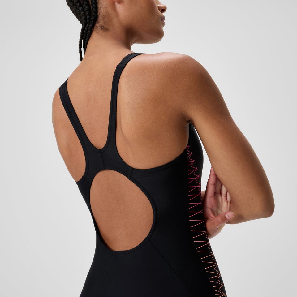 Women's Placement Muscleback Swimsuit Black/Orange