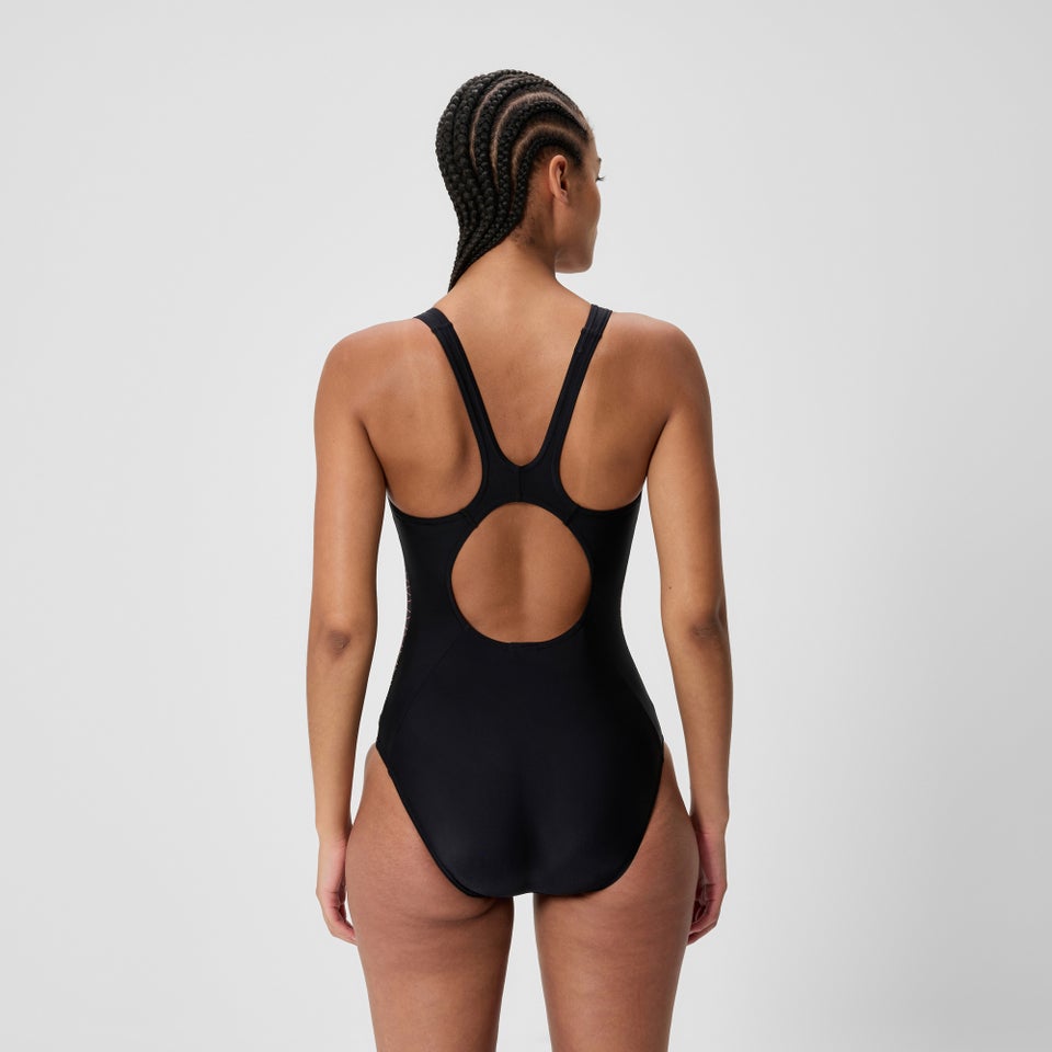 Women's Placement Muscleback Swimsuit Black/Orange