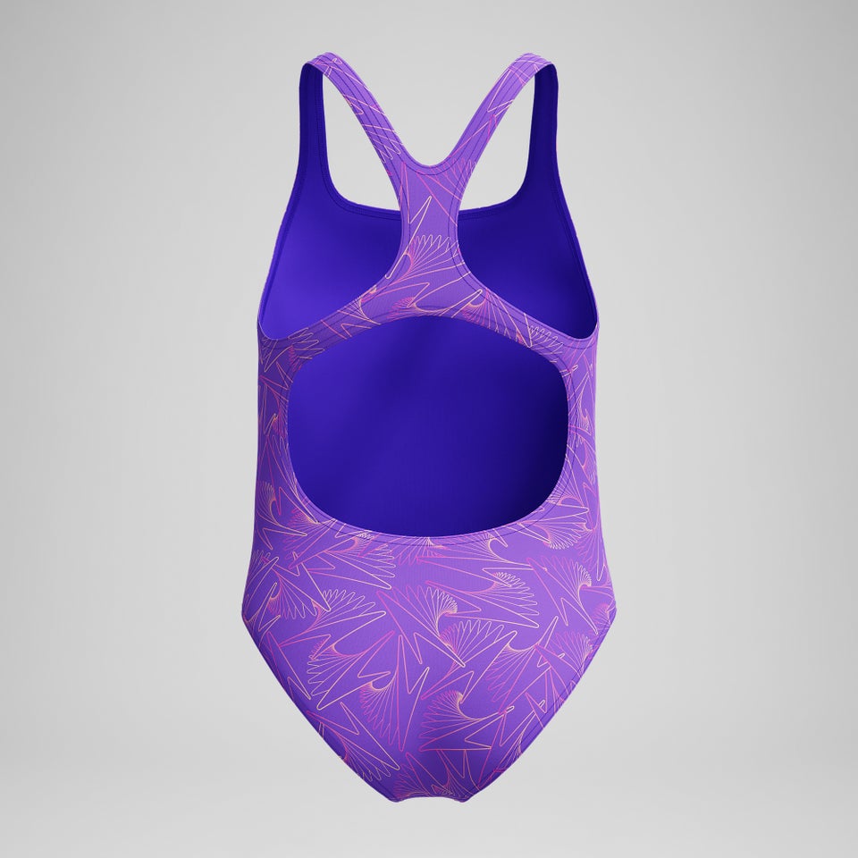Girls Hyperboom Medalist Allover Print Swimsuit Purple/Pink