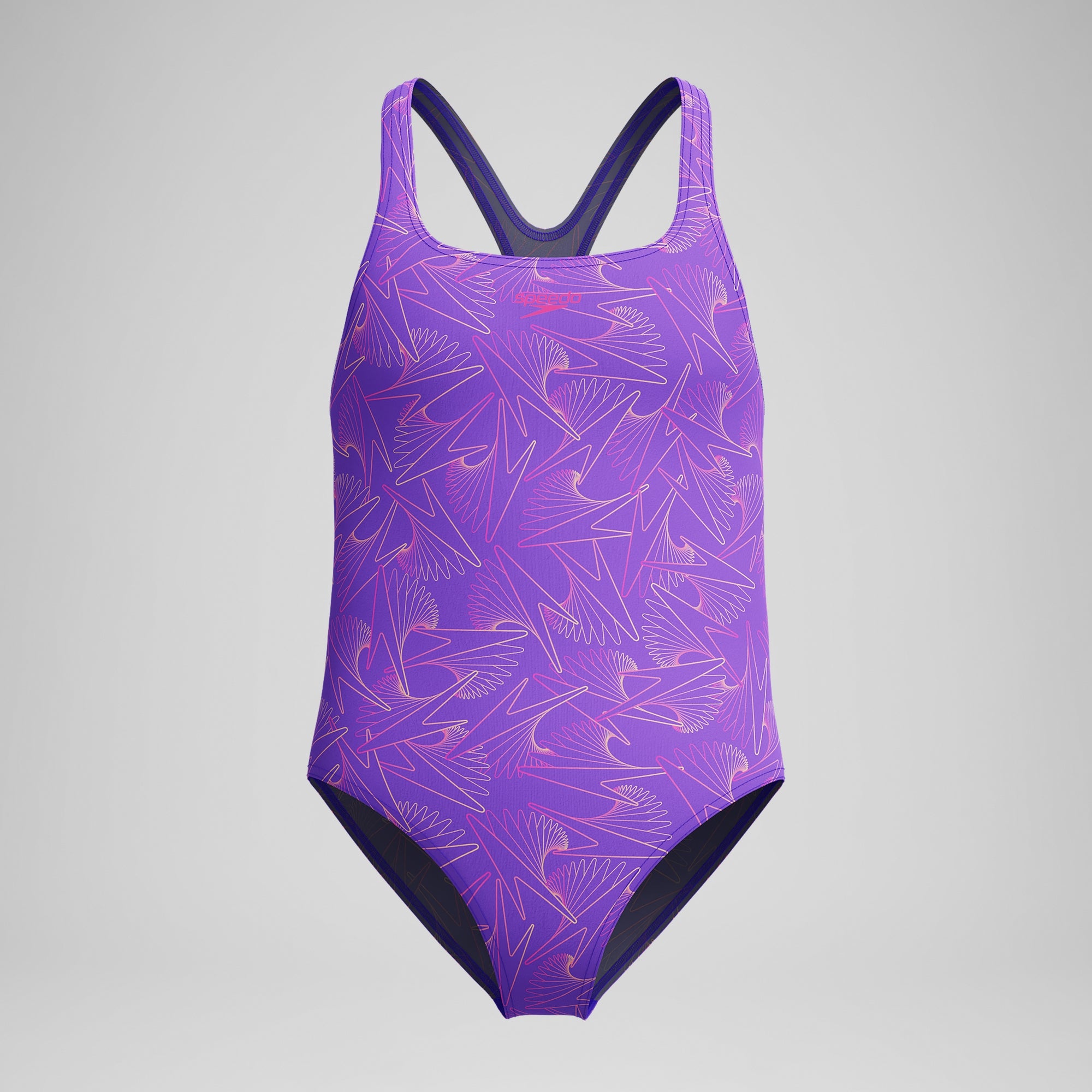 なおみ Girls Hyperboom Medalist Allover Print Swimsuit Purple/Pink