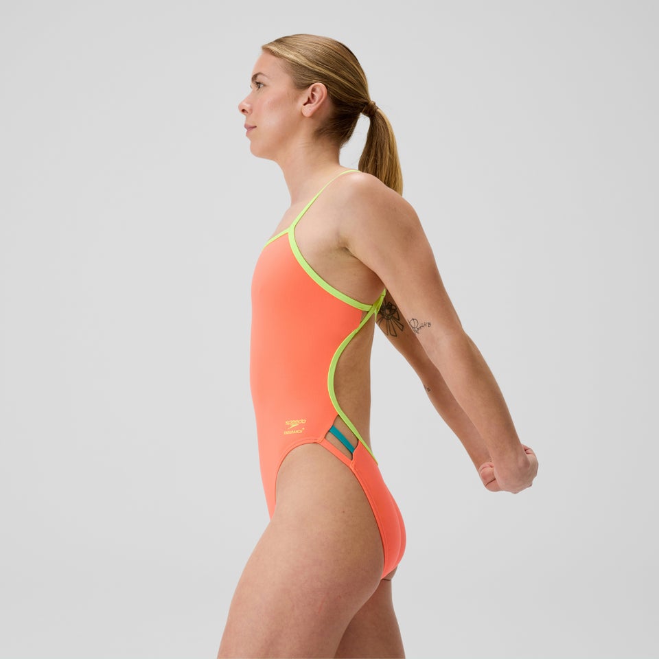 Women's Club Training Solid Tri Back One Piece Orange