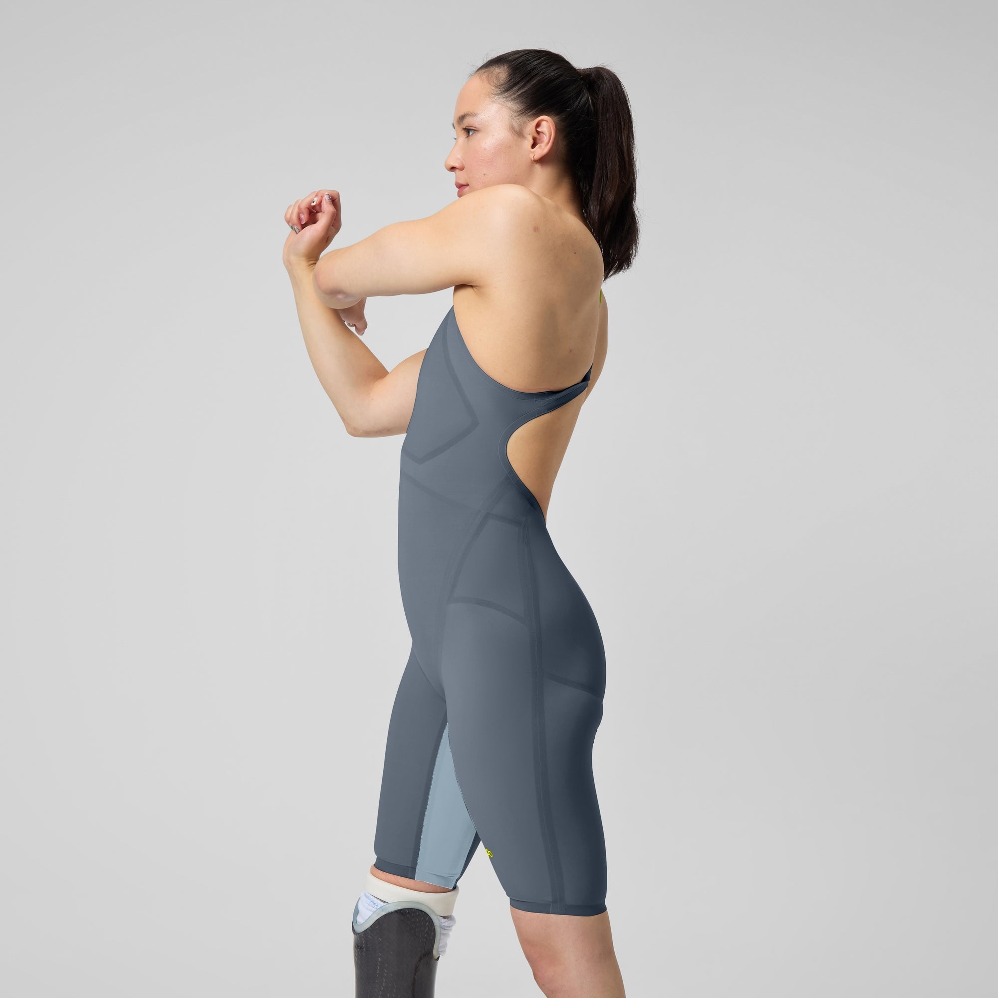 Women's Fastskin LZR Pure Valor 2.0 Openback Kneeskin Grey/Blue