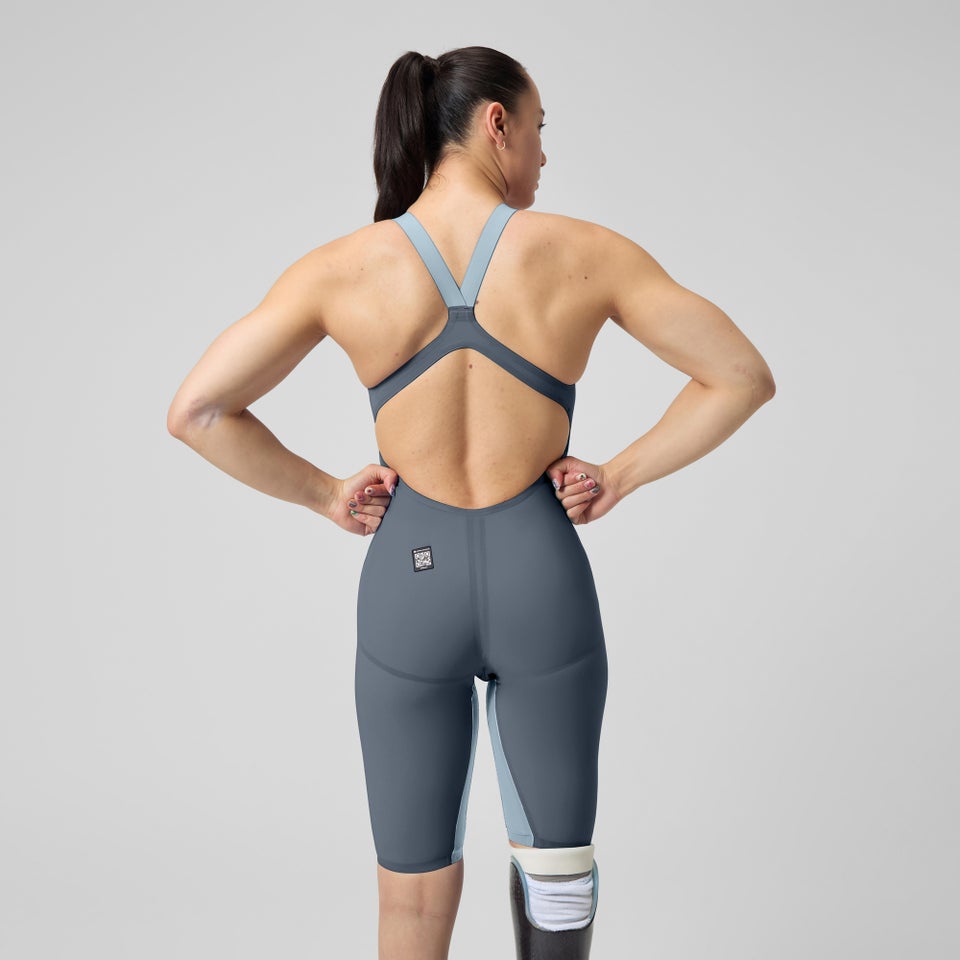 Women's Fastskin LZR Pure Valor 2.0 Openback Kneeskin Grey/Blue