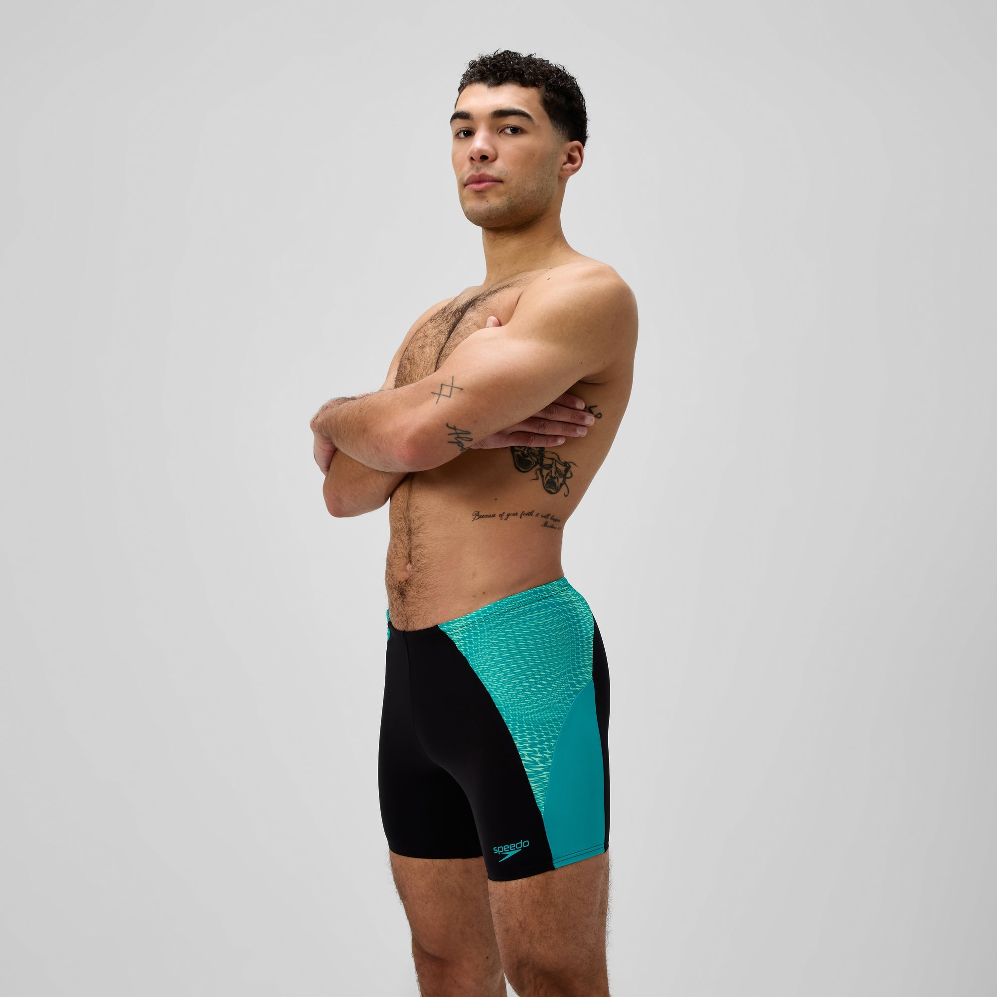 Men's Endurance+ MAX Splice Mid Jammer Black/Turquoise | Speedo UK