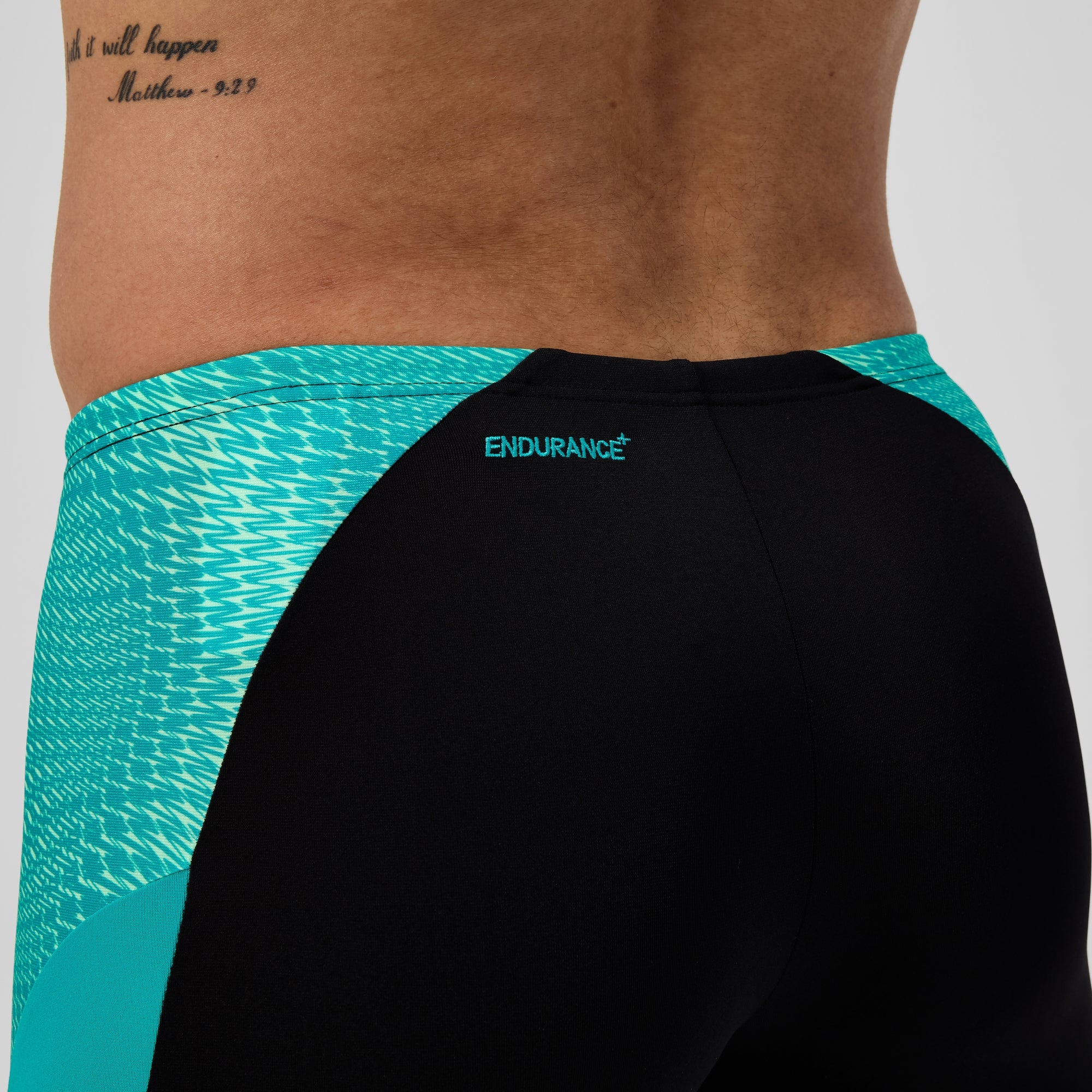 Men's Endurance+ MAX Splice Mid Jammer Black/Turquoise | Speedo UK