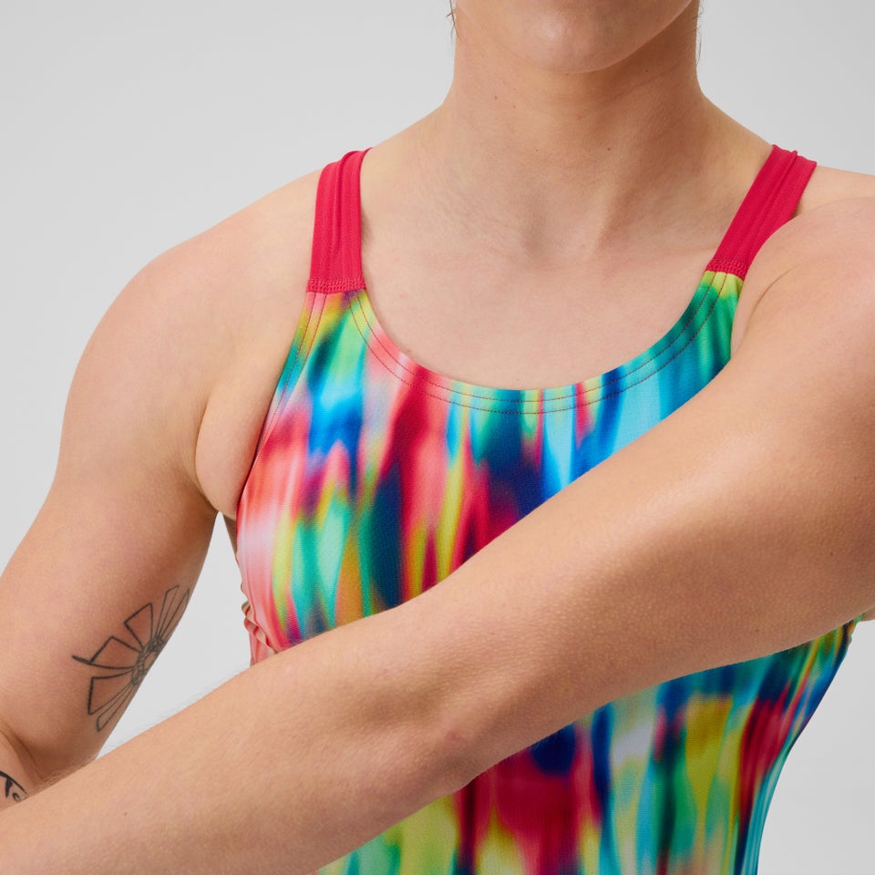 Women's Club Training Printed Leaderback One Piece Red/Yellow