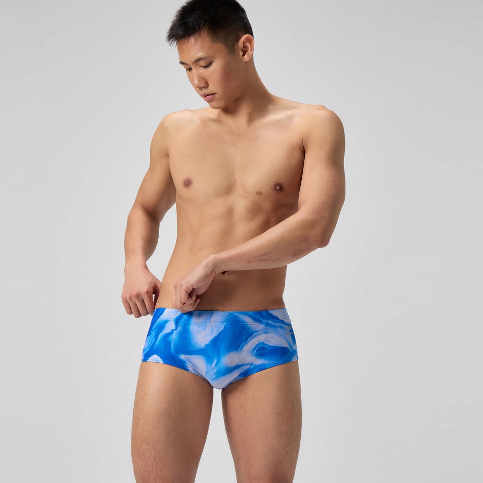 Herren Club Training Badehose 13,5 cm mit Print Blau/Weiß