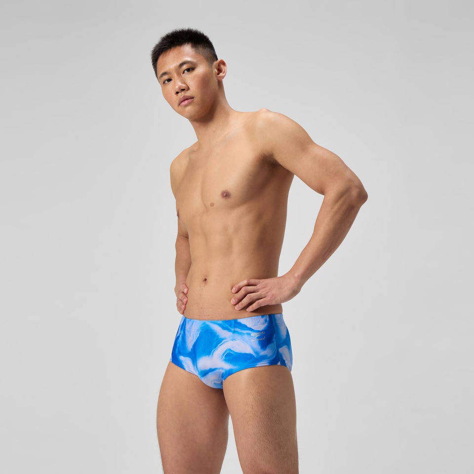Slip de bain Homme Club Training 13,5 cm imprimé bleu/blanc