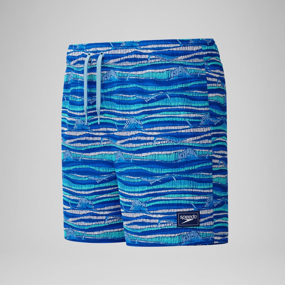 Boys Printed 33cm Swim Shorts Blue