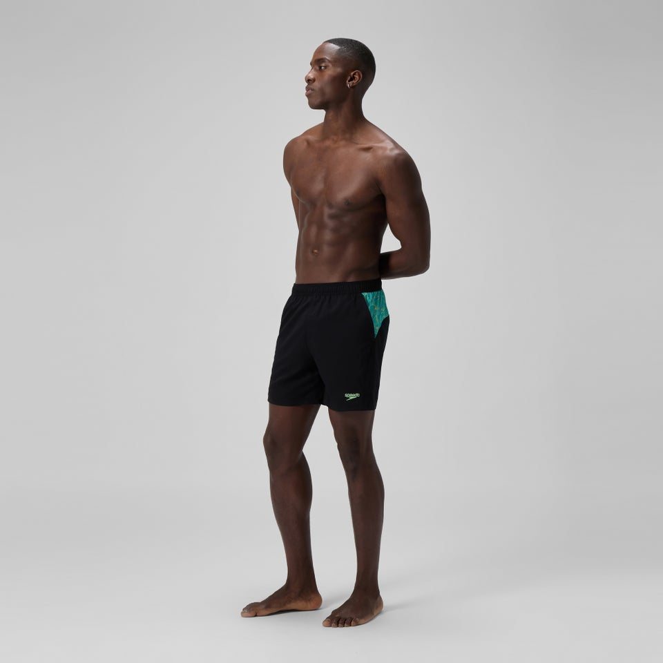 Men's Xpress Lite Panel 16" Swim Shorts Black/Green