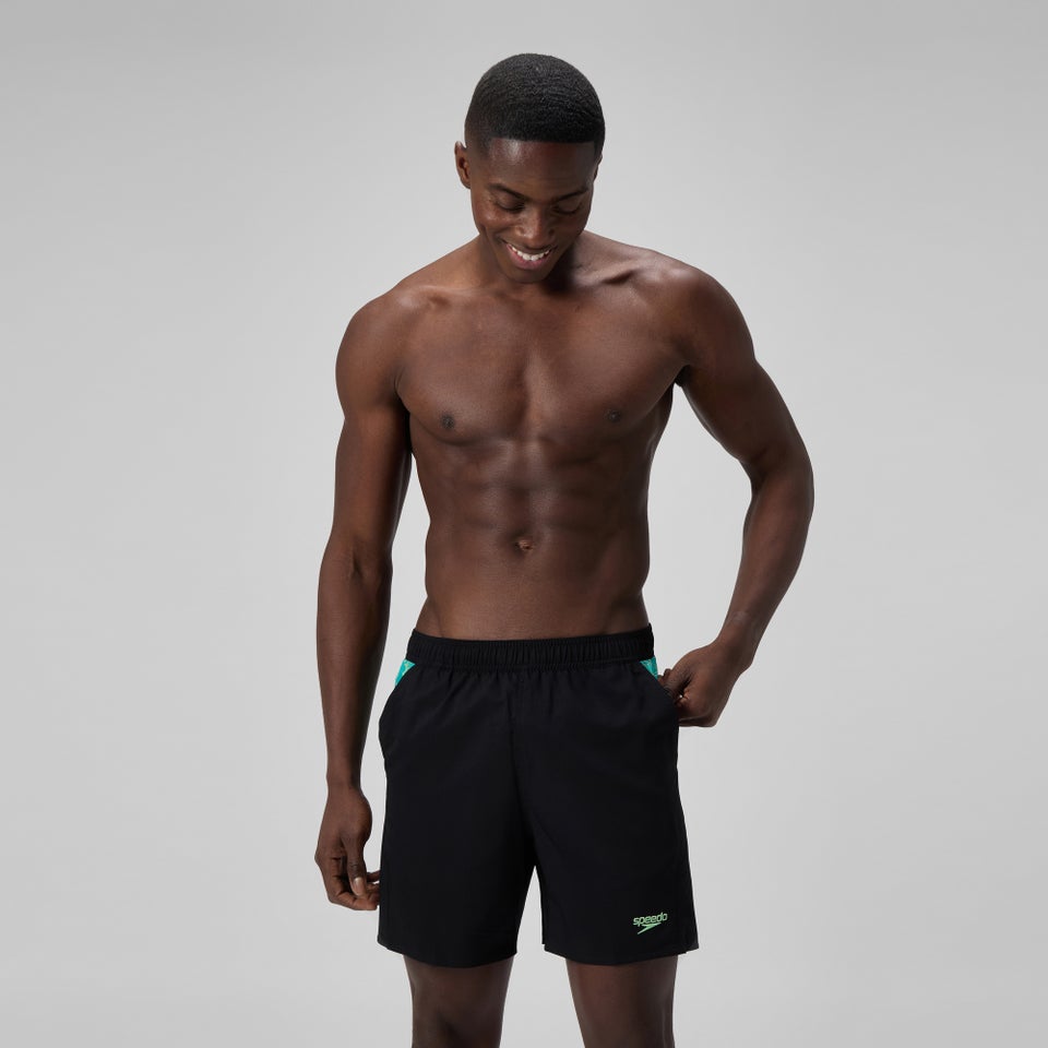 Men's Xpress Lite Panel 16" Swim Shorts Black/Green