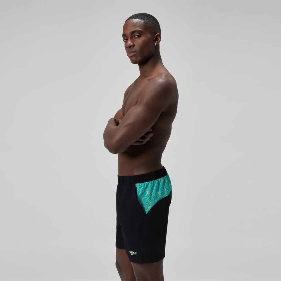 Men's Xpress Lite Panel 16" Swim Shorts Black/Green