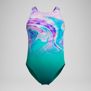 Maillot de bain Fille Pulseback imprimé vert/rose