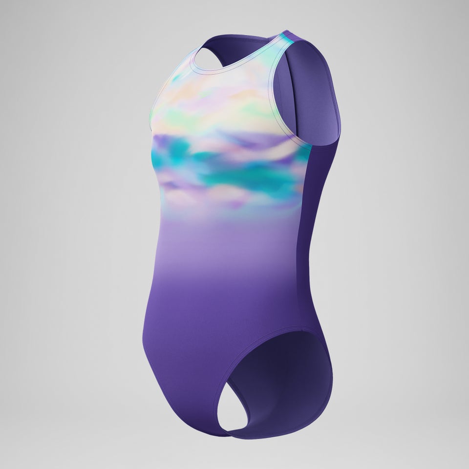 Maillot de bain Fille Hydrasuit imprimé violet/vert