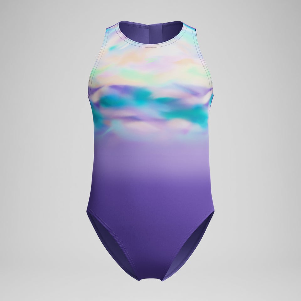 Maillot de bain Fille Hydrasuit imprimé violet/vert