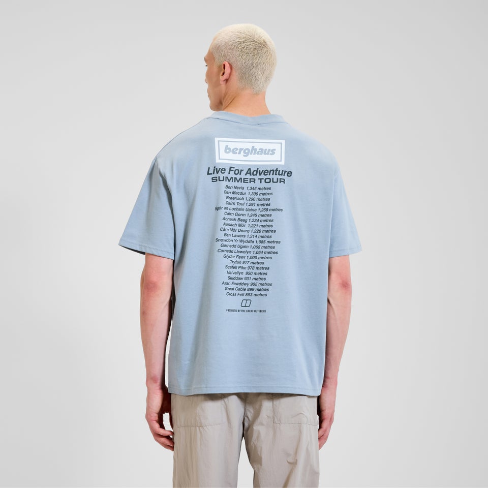 Unisex Adventure Tour Tee - Grey Blue