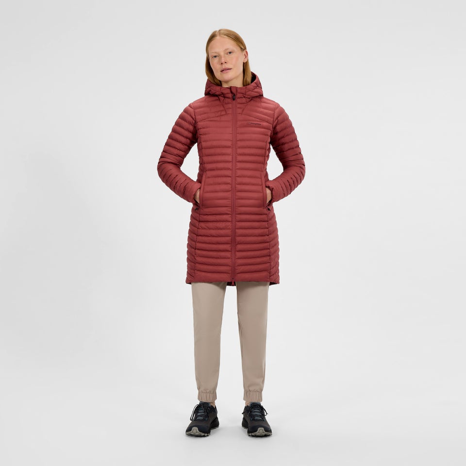 Nula lange Jacke aus Mikro-Synthetic für Damen - Rot