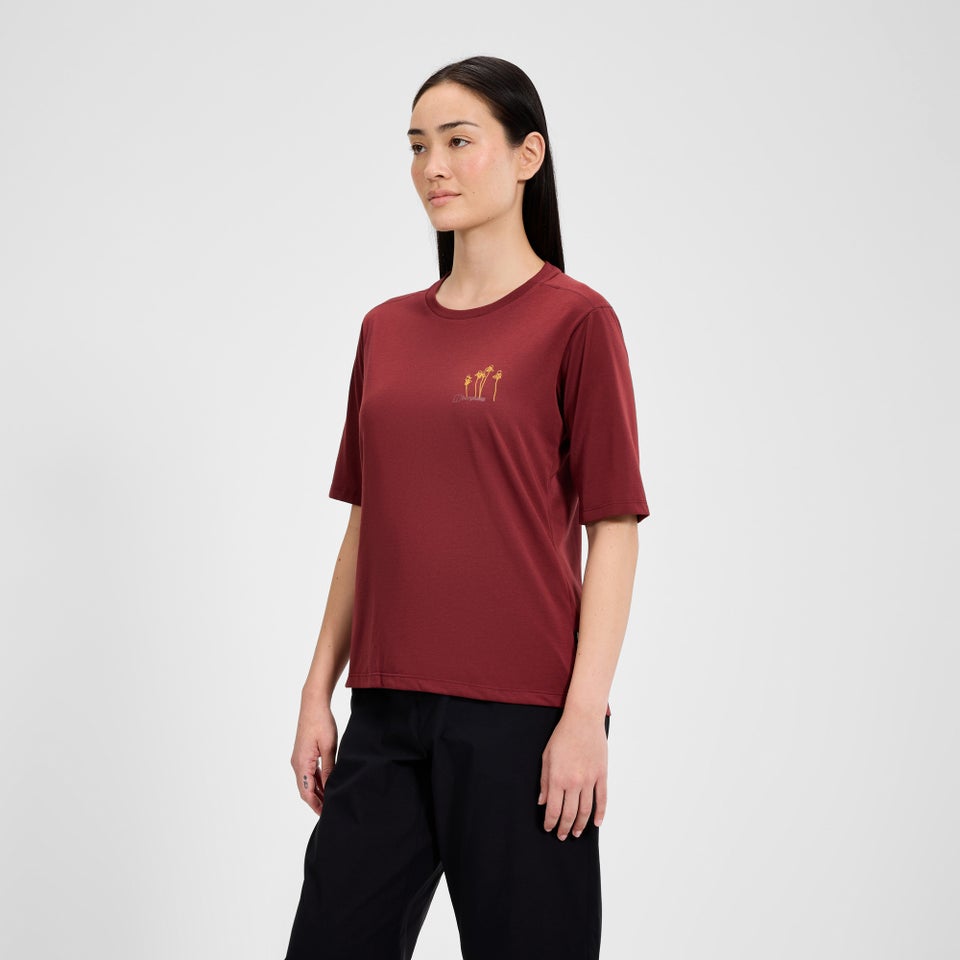 Coneflower Kurzarm-Shirt für Damen - Rot