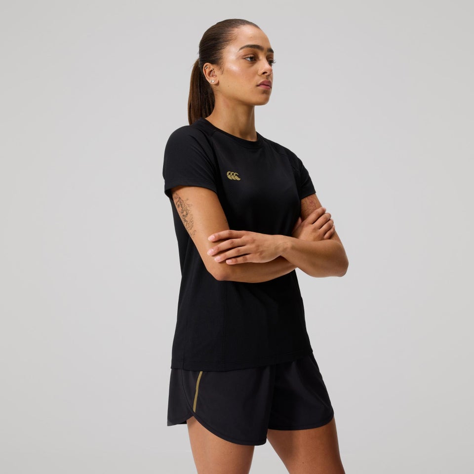 WOMENS TEMPO+ TRAINING T-SHIRT BLACK