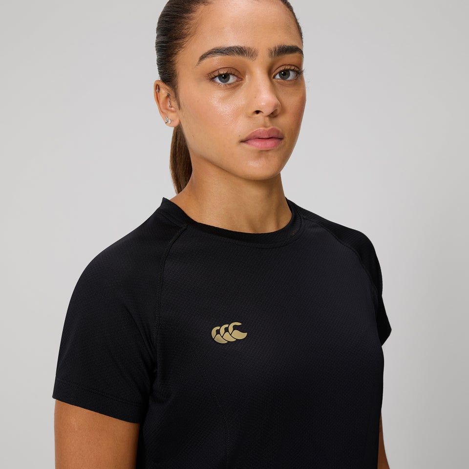 WOMENS TEMPO+ TRAINING T-SHIRT BLACK