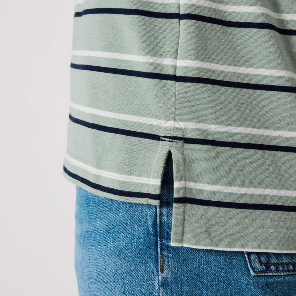 MENS FUNDAMENTALS STRIPE POLO GREEN