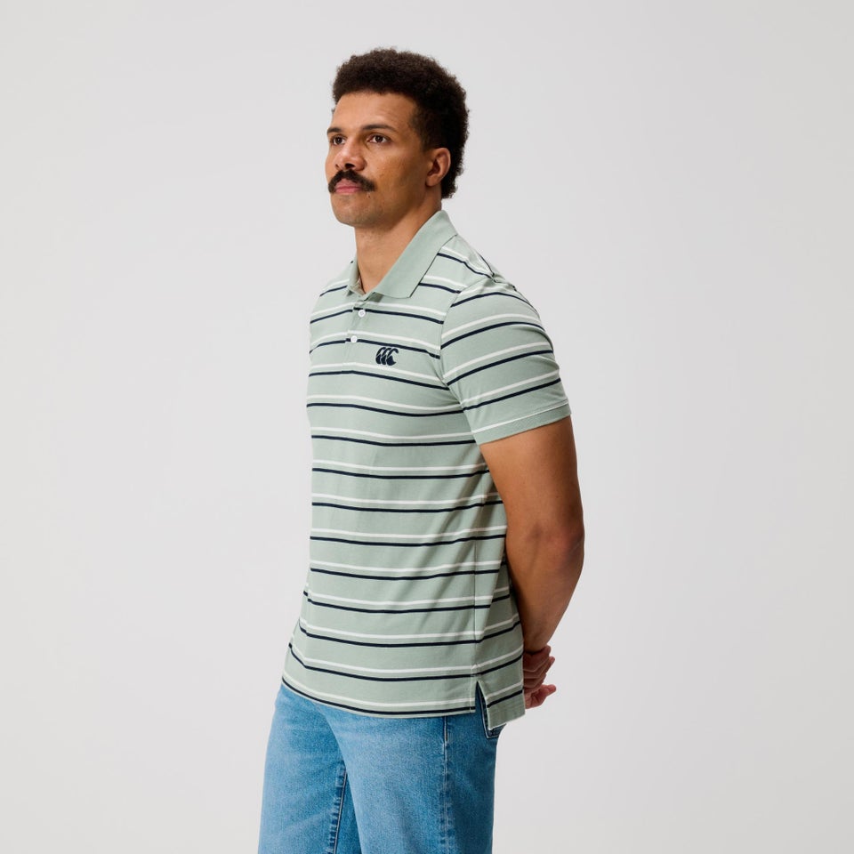 MENS FUNDAMENTALS STRIPE POLO GREEN