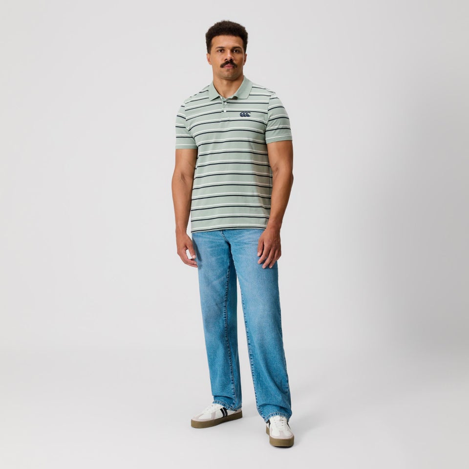 MENS FUNDAMENTALS STRIPE POLO GREEN