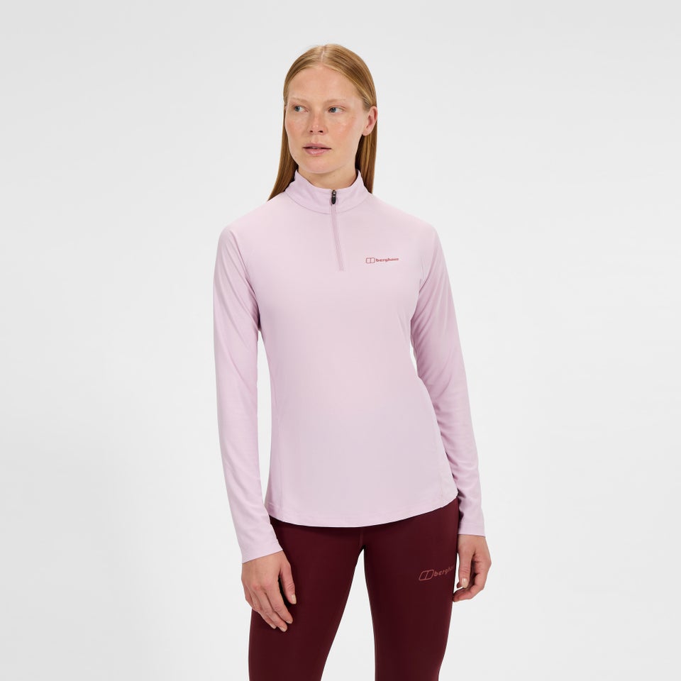 24/7 Half Zip Langarm-Shirt für Damen - Pink