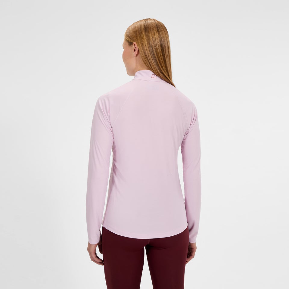 24/7 Half Zip Langarm-Shirt für Damen - Pink