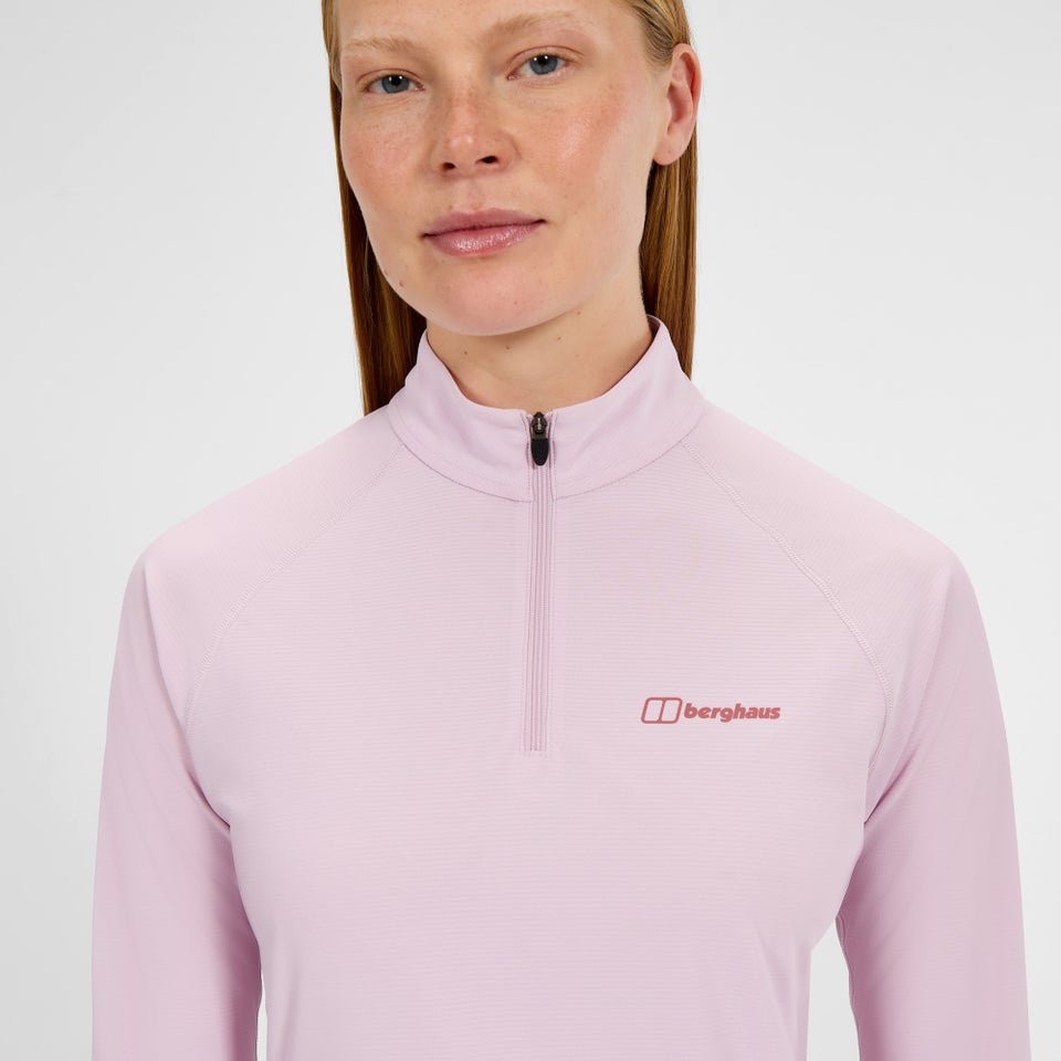 24/7 Half Zip Langarm-Shirt für Damen - Pink
