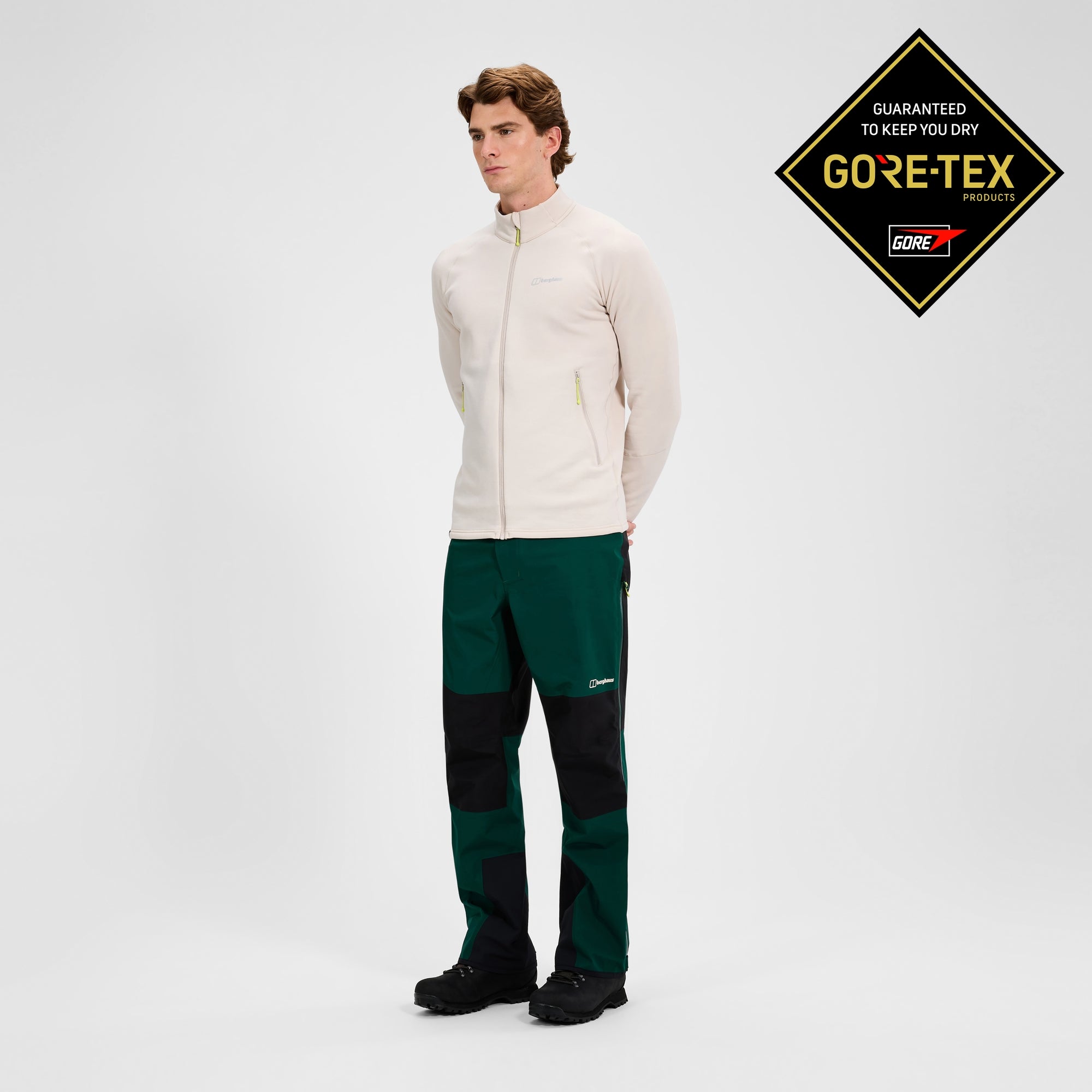 Angler's House カモフラージュGORE-TEX fleeceパンツ Men's Ridge-Seeker Waterproof Pant Black - Green/Black | Berghaus