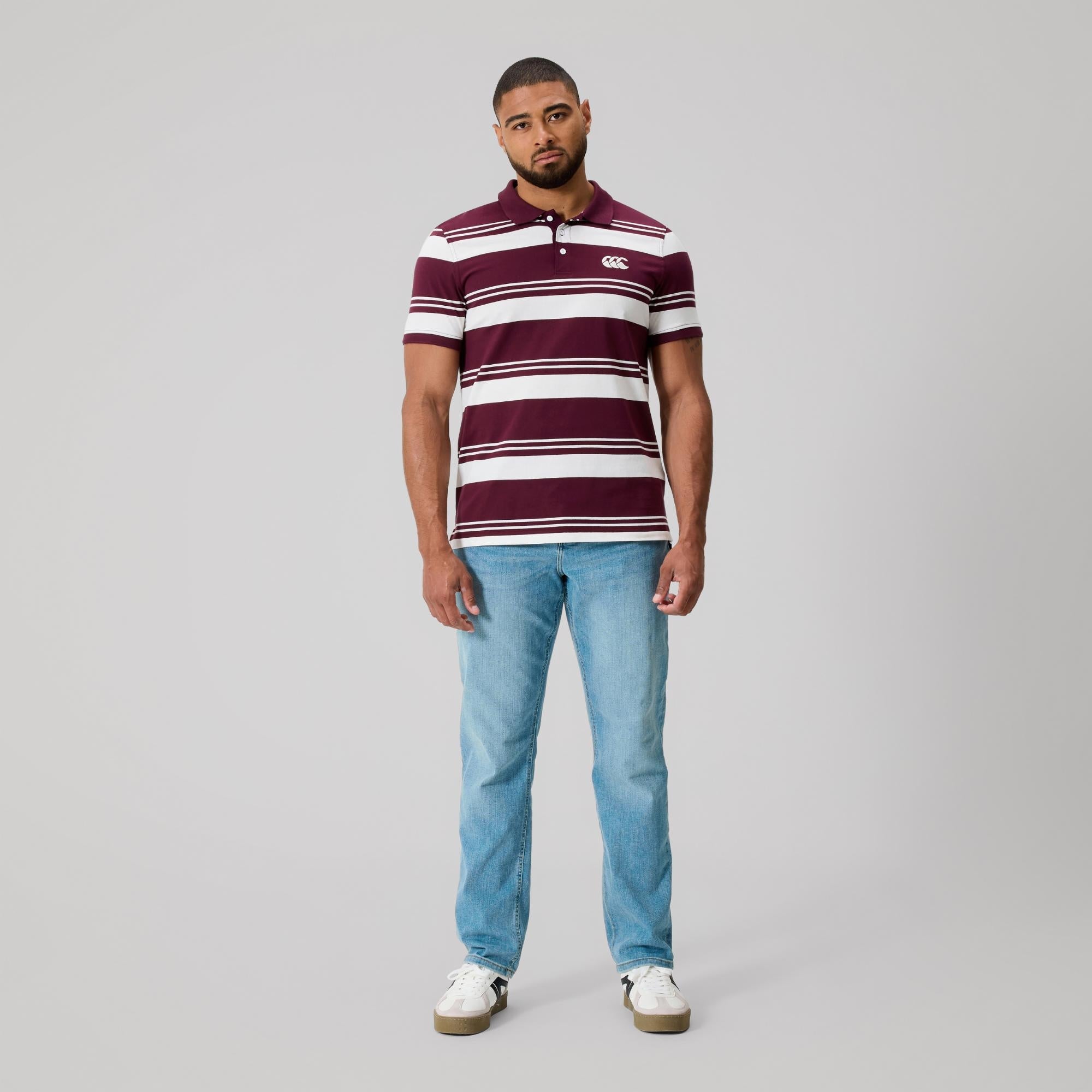 MENS FUNDAMENTALS ENGINEERED STRIPE POLO FIG | Canterbury Australia