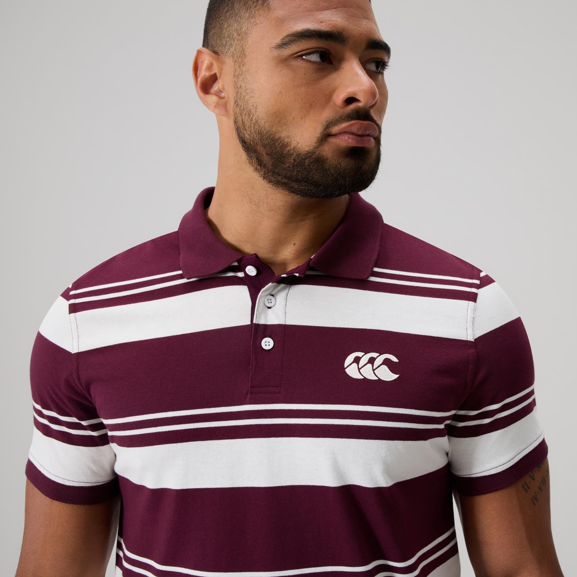MENS FUNDAMENTALS ENGINEERED STRIPE POLO FIG | Canterbury Australia