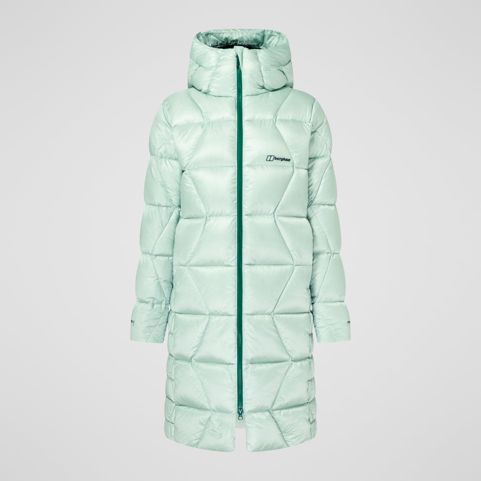 Explorer lange Daunenjacke für Damen - Grün