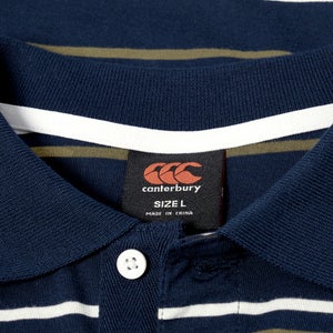 Mens Yarn Dye Stripe Polo Shirt Navy