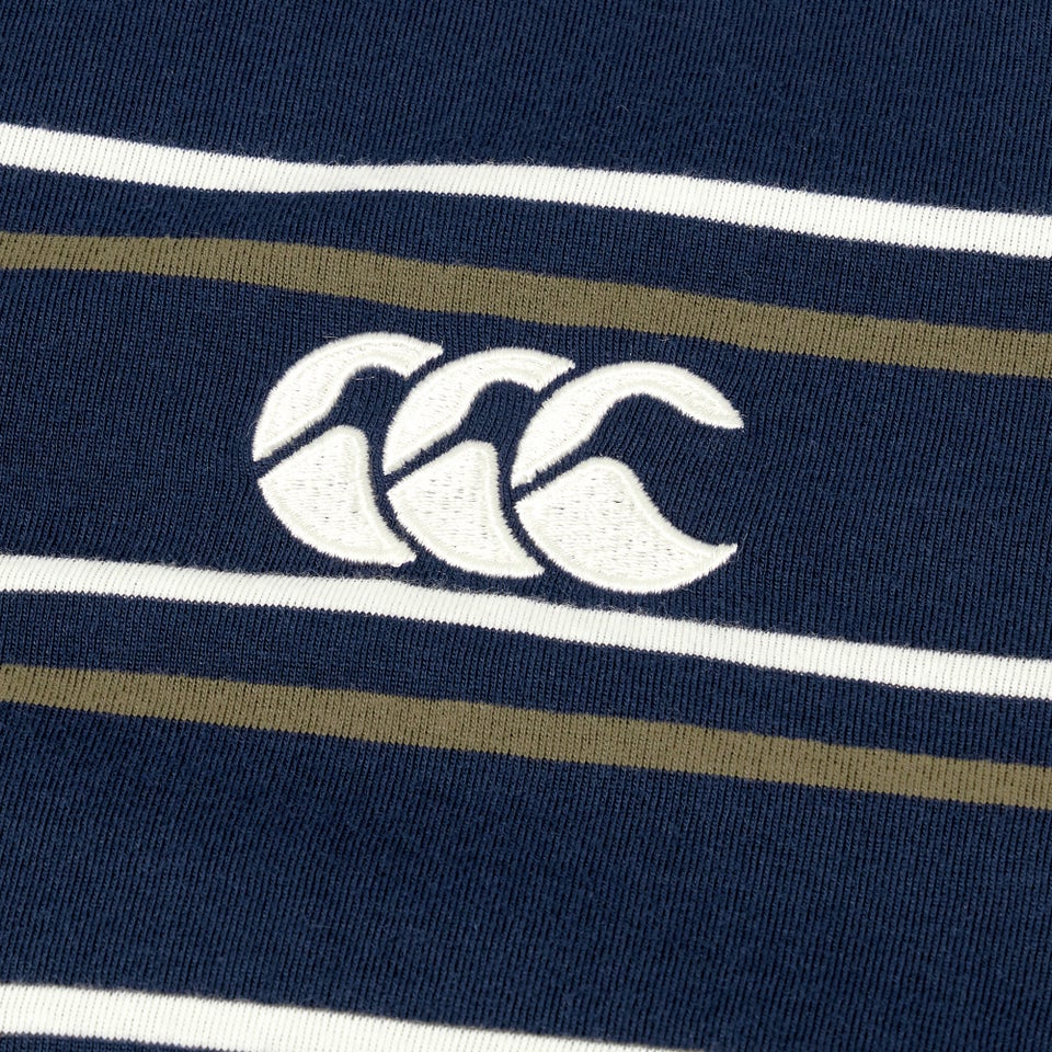 Mens Yarn Dye Stripe Polo Shirt Navy