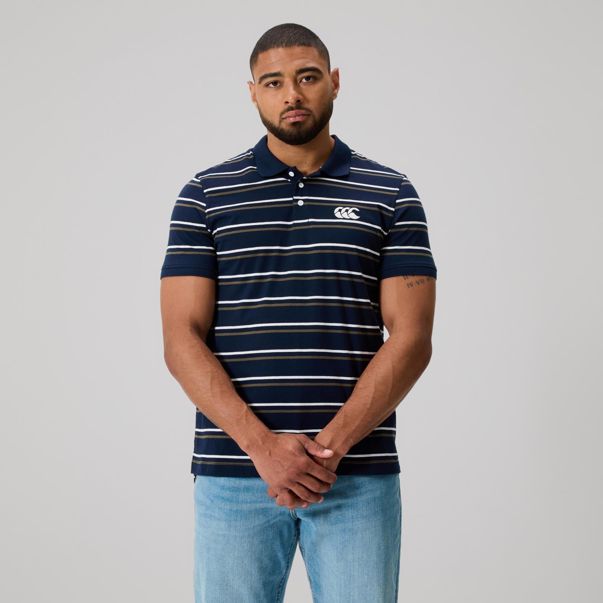 MENS FUNDAMENTALS STRIPE POLO NAVY | Canterbury Australia