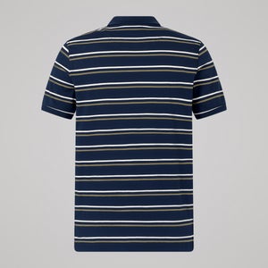 Mens Yarn Dye Stripe Polo Shirt Navy