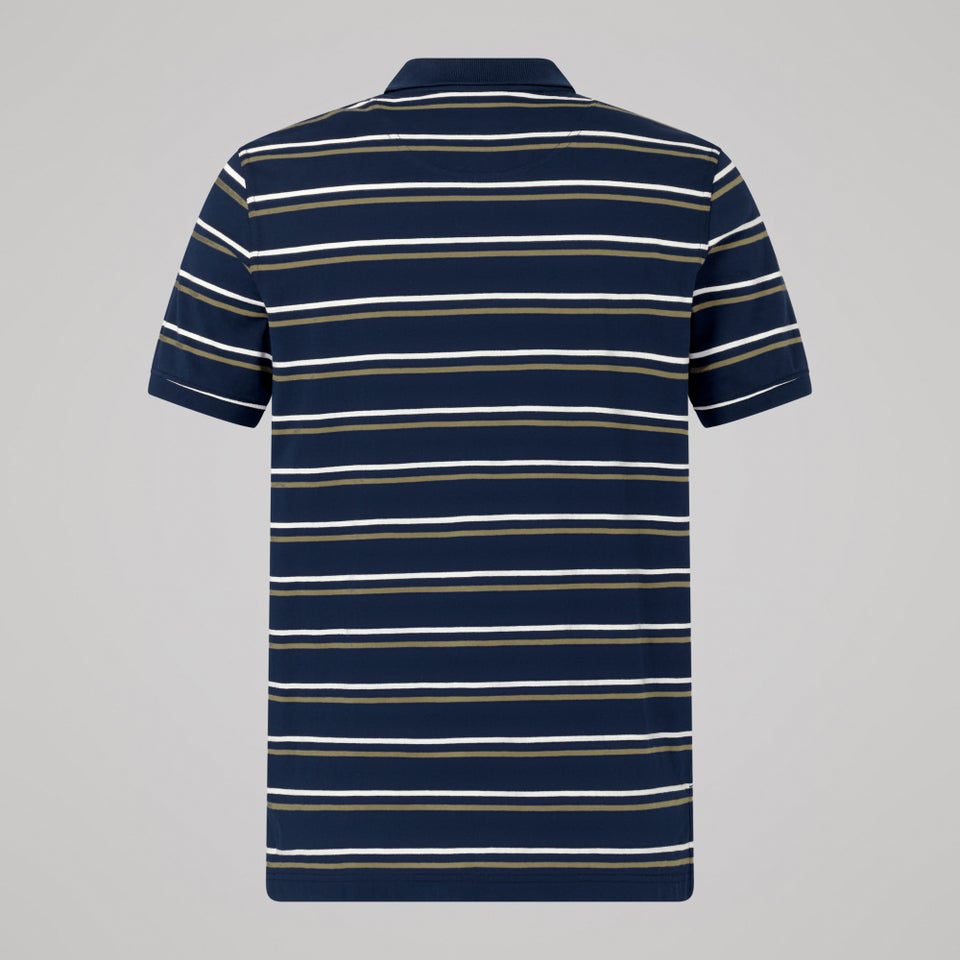 Mens Yarn Dye Stripe Polo Shirt Navy