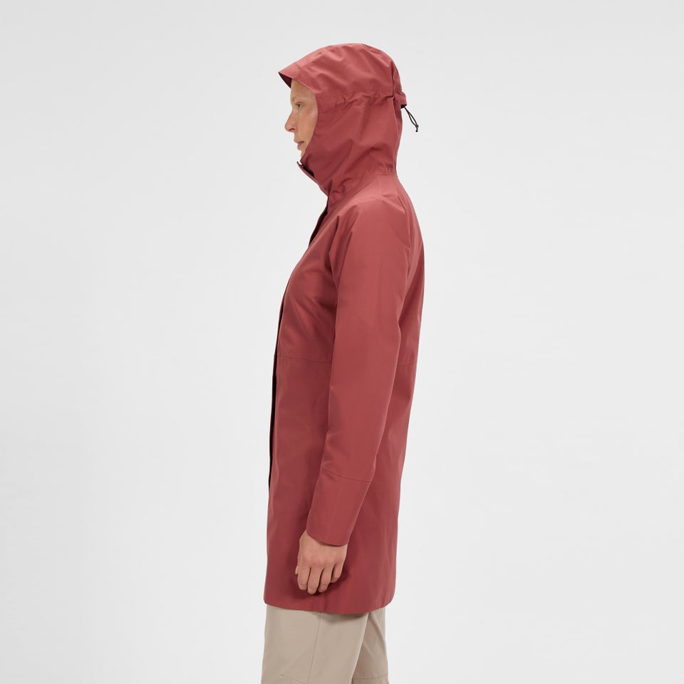 Omeara lange wasserdichte Jacke für Damen - Rot